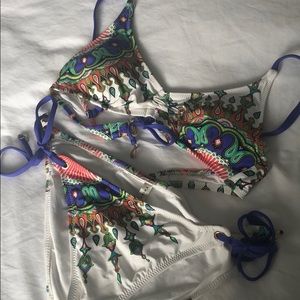Trina Turk white paisley strappy bikini NWOT